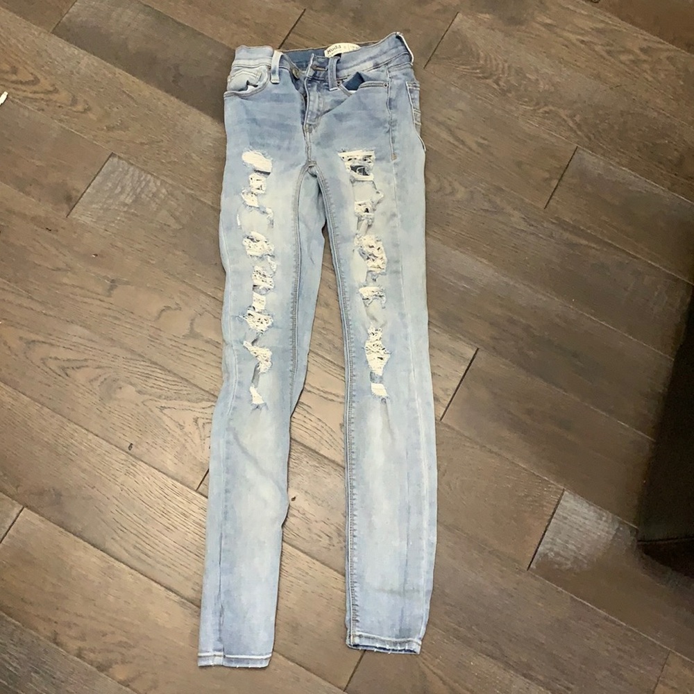 low rise ripped jeans